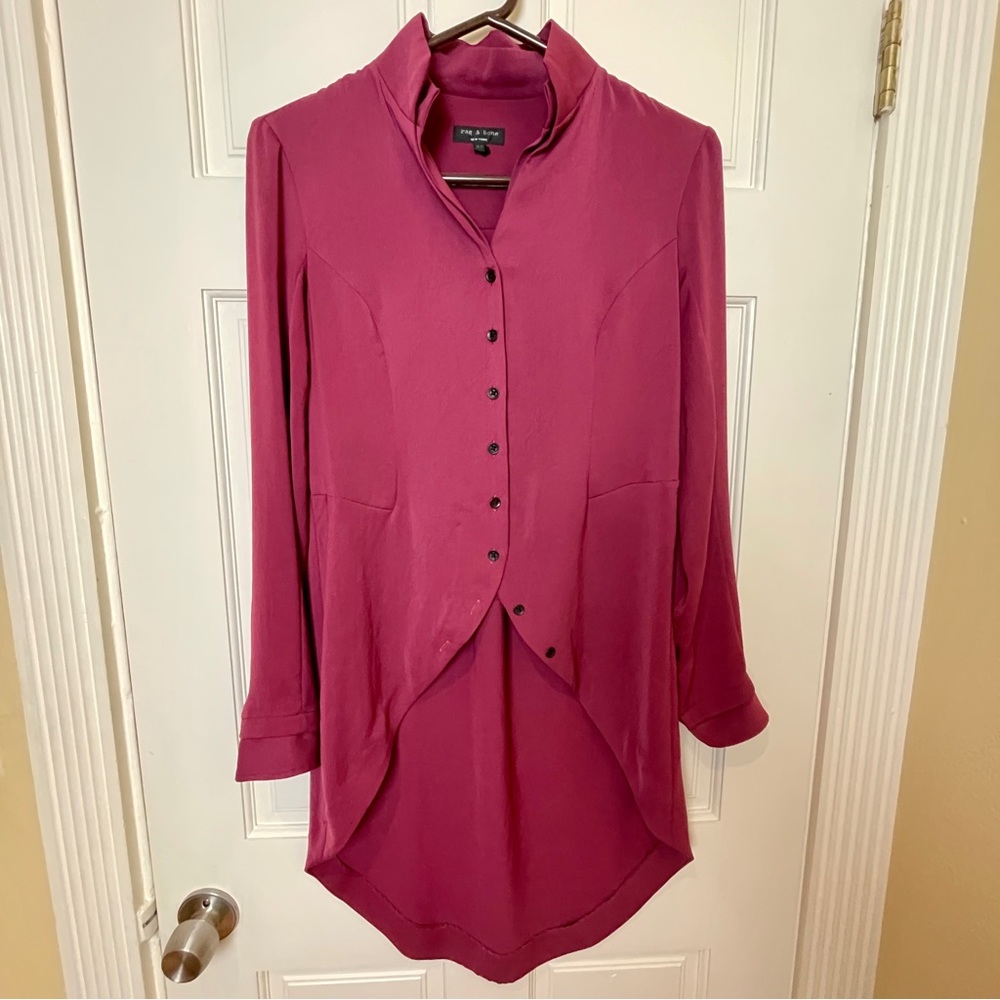 RARE Rag & Bone Deep Red Hi-Low Button Up